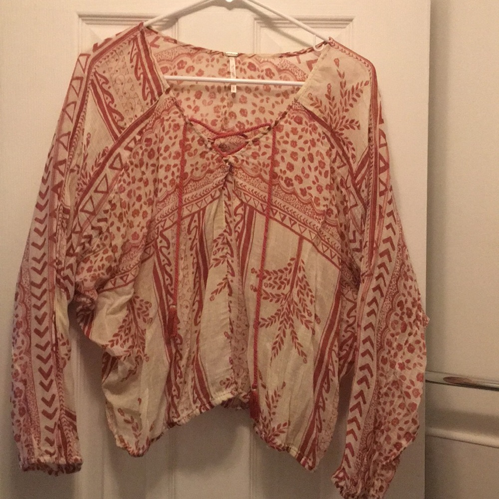Free People Batik Gauze Top Sz M EUC